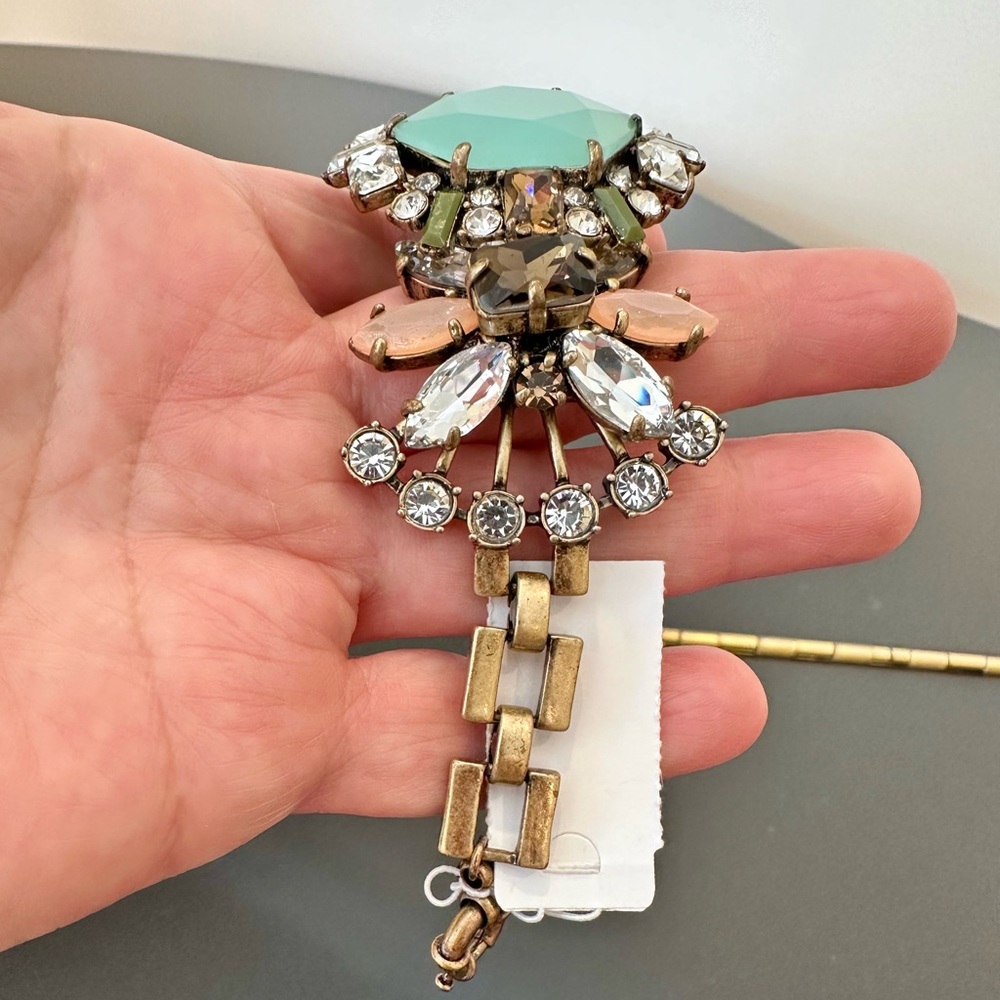 NWT Vintage RARE luxury J. Crew Art Deco Inspired Crystal Statement Bracelet - Picture 15 of 17